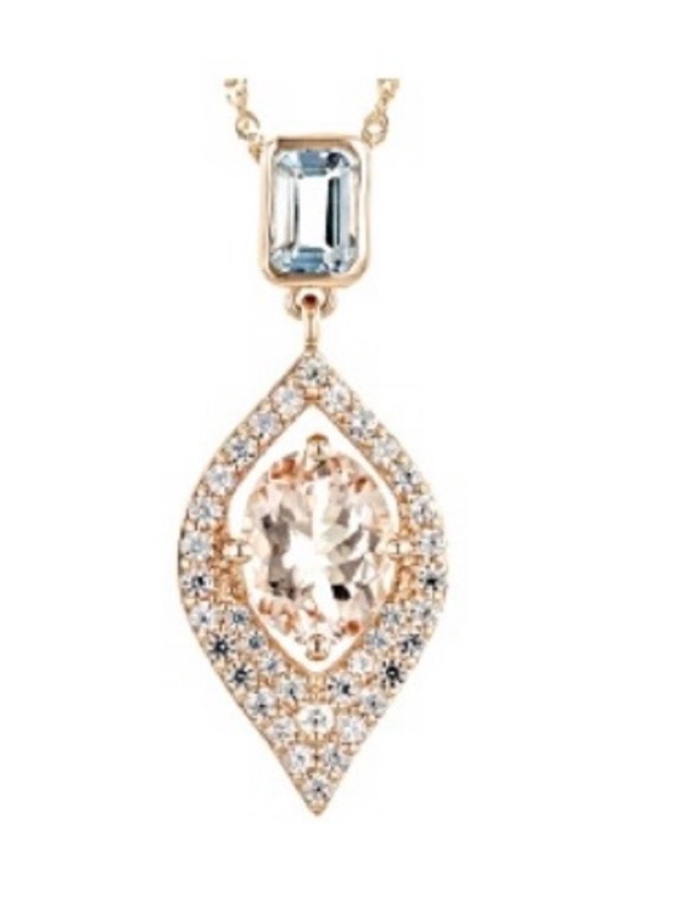 2.47CTW MORGANITE AQUAMARINE AND WHITE SAPPHIRE SET IN SOLID 14K ROSE GOLD